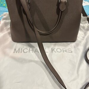 Michael Kors Brown Satchel with Structured Shape and Versatile Carrying Options